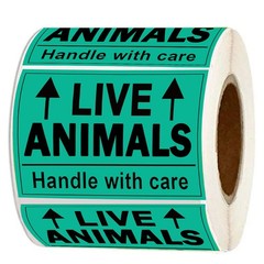 Remarkable Live Animals Please Handle with Care Stickers,2 X 3 Inch Fluorescent
