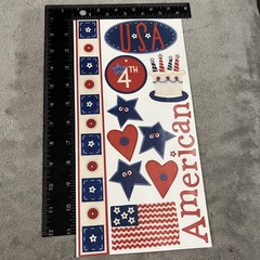 Patriotic 4th Of July Stickers & Wood Words Foil Letters Washi Cardstock Glitter
