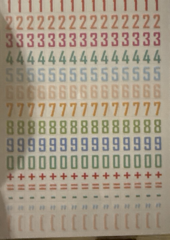 Scrapbooking Alpha Numeric stickers Multi-color 4 sheets pen &Gear