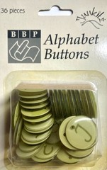 JUNKITZ ALPHABET BUTTONS GREEN 36 pcs Dimensional Embellishments Scrapbooking