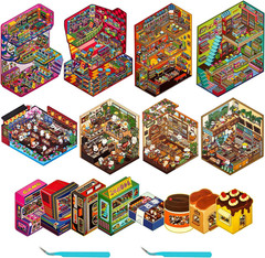 8 Sets Big Foldable DIY 3D House Sticker Scene – Fun 3D Stickers for Adults Kids