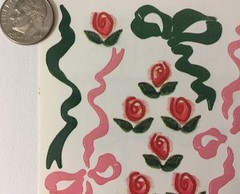 RED ROSYS & RIBBONS Stickers(3″x 4″)Printworks•Bows•Flowers •Garden•Green•/Pink•