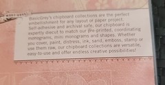 2 Pack Basic Grey Chipboard, Infuse Adhesive Embellishments Stickers,new