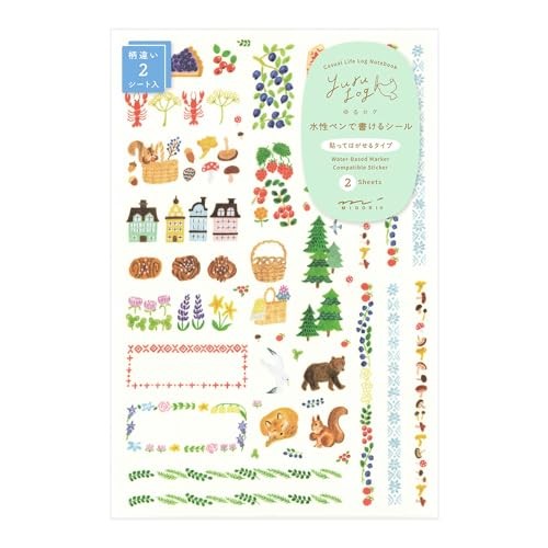 Midori Stickers Yuru Log Nordic Pattern 2 Sheets 82674006 Washi Paper