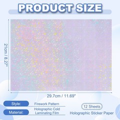 12x8in Holographic Laminate Sheets 12Pcs Sticker Paper Circle Pattern