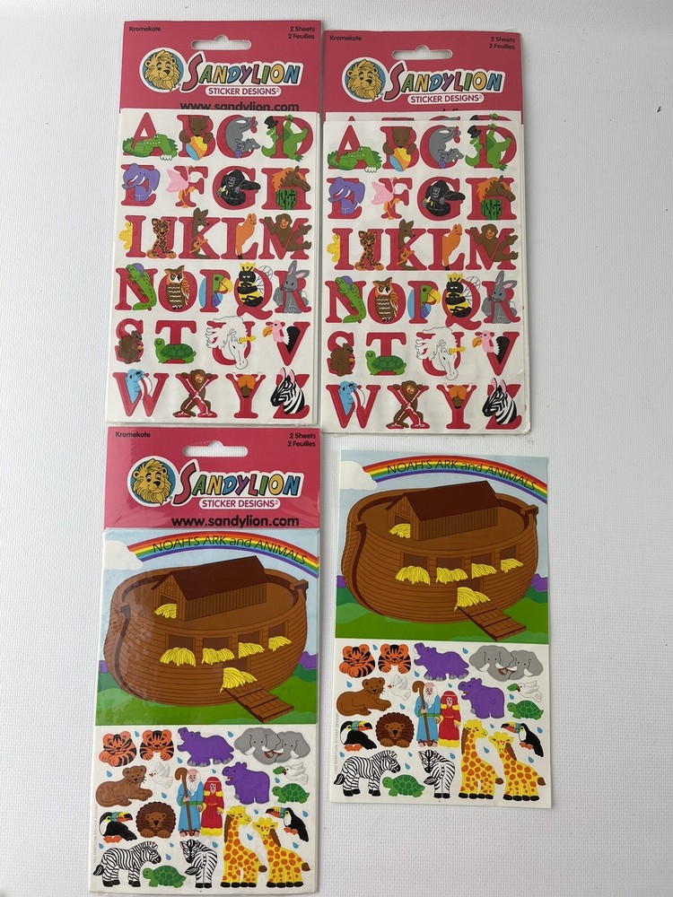 Sandylion Kromekote Animal Alphabet Letters Stickers New Sealed VTG Noah’s Arc
