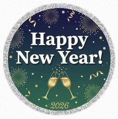Happy New Year Stickers 2026 – 48 Round Labels 1” – Envelope Seals