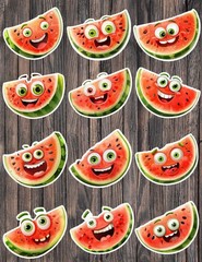 Funny Face Watermelon Die Cut Vinyl Stickers Scrapbooking Laptop Waterbottle