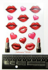 Lips Hearts & Lipsticks Sticker Sheet