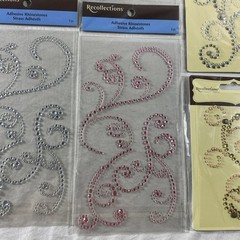 Swirl Swirls Flourish Bling AB Rhinestones Gems Recollections Stickers Lot Of 10