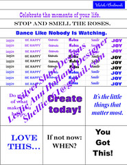 Printable files black white blue purple junk journal ephemera sentiments