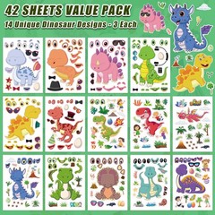 Cosomia 42 Sheets Create Funny Dinosaur Stickers, Make a Face Stickers for Bo…