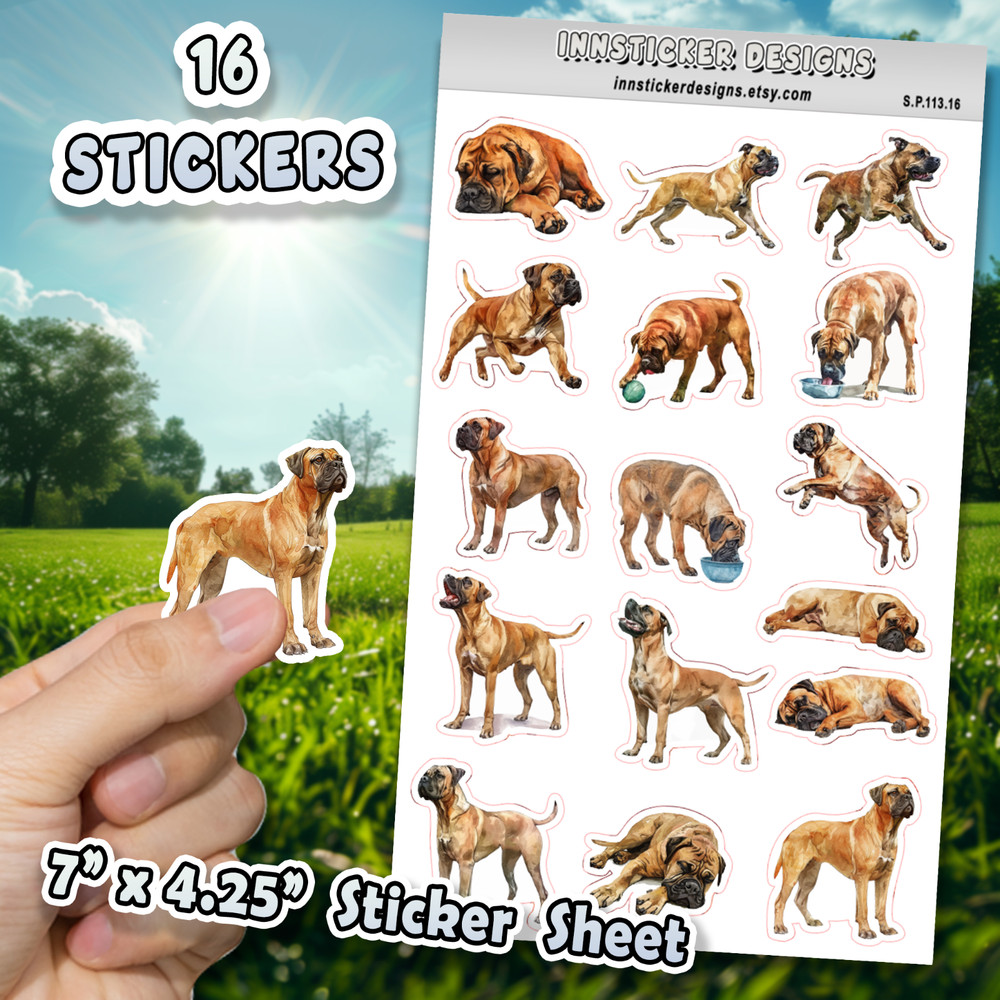 Boerboel Dog Stickers for Journals, Scrapbooks, Planners, Glossy, Matte