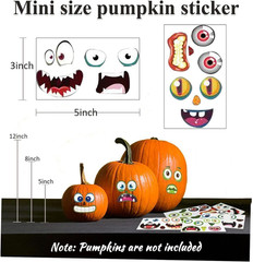 48 Pack Mini Halloween Pumpkin Face Stickers for Crafts and Parties