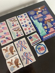 Vintage SANDYLION Patriotic 4th July USA Red White Blue Stickers Lot Flag