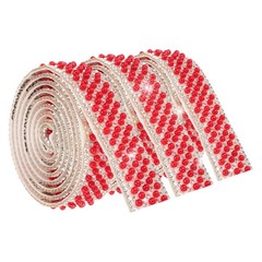 3 Pcs 3 Yard Pearl Rhinestone Ribbons, 2cm Pearls Rhinestone Tape Red