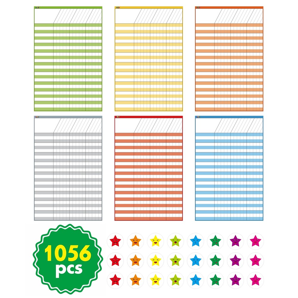 Dry Erase Incentive Chart 6 PCS 1056 Reward Stars 27×15 11×17 Inch Tracking