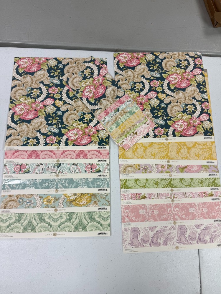 Lot of Anna Griffin Feather Papers Cardstock and Text Sheets 12 x 12
