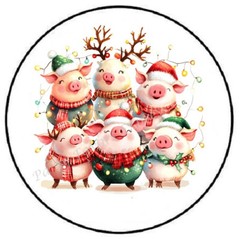 CHRISTMAS PIGS CHRISTMAS LIGHTS ENVELOPE SEALS LABELS STICKERS PARTY FAVORS