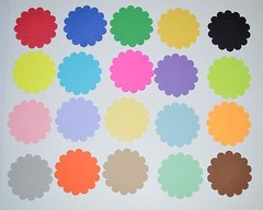 Scallop Circle Die Cut Punches – 30 each – 1-3/4″ or 2-3/8″ – Multi Colors