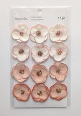 Pink & Coral Beaded Paper Flowers Scrapbooking Embellishments By Recollections