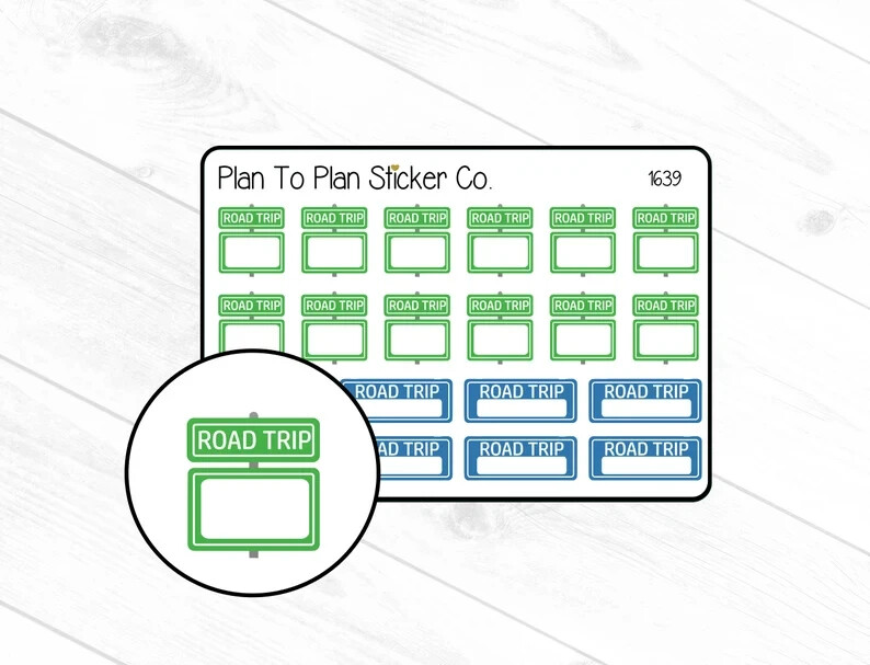 1639~~Road Trip Signs Planner Stickers.