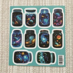 19 Galaxy In A Jar Stickers, 1.8” Celestial Waterproof Decals, Planets, Universe