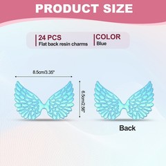 24Pcs Angel Wings for Crafts, Blue Wings Angel Wings(3.4 Inch)