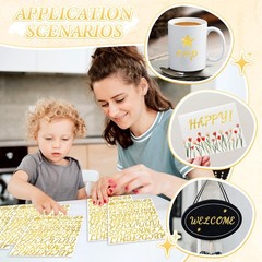 1050 PCS Gold Letter Stickers Glitter 10 Sheets Alphabet Sticker 1 Inch,