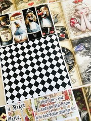Alice In Wonderland Scrapbooking Junk Journal Paper Crafting Set Of 45 Pieces #R