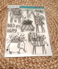 Penny Black Clear Stamp set BE HAPPY Elephant Turtle Giraffe