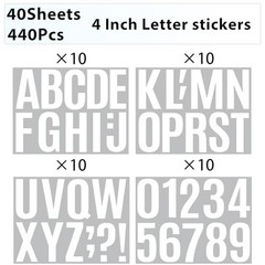 440 Pcs Large 4″ Letter & Number Stickers for Mailbox, Signs, Windows, Cars, Hom