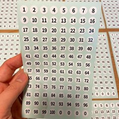 15Sheets 1Pack Number Black Stickers 0 to 100 Round Self Adhesive Semi-Gloss 9mm