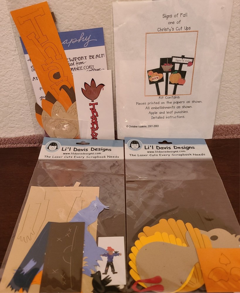 4 Die-Cut Sets Craft Embellishments Scrapbook/Cards Turkey, Scarecrow, Fall #162