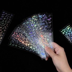 24 Sheets Holographic Korean Deco Stickers Glitter Star Moon Scrapbook