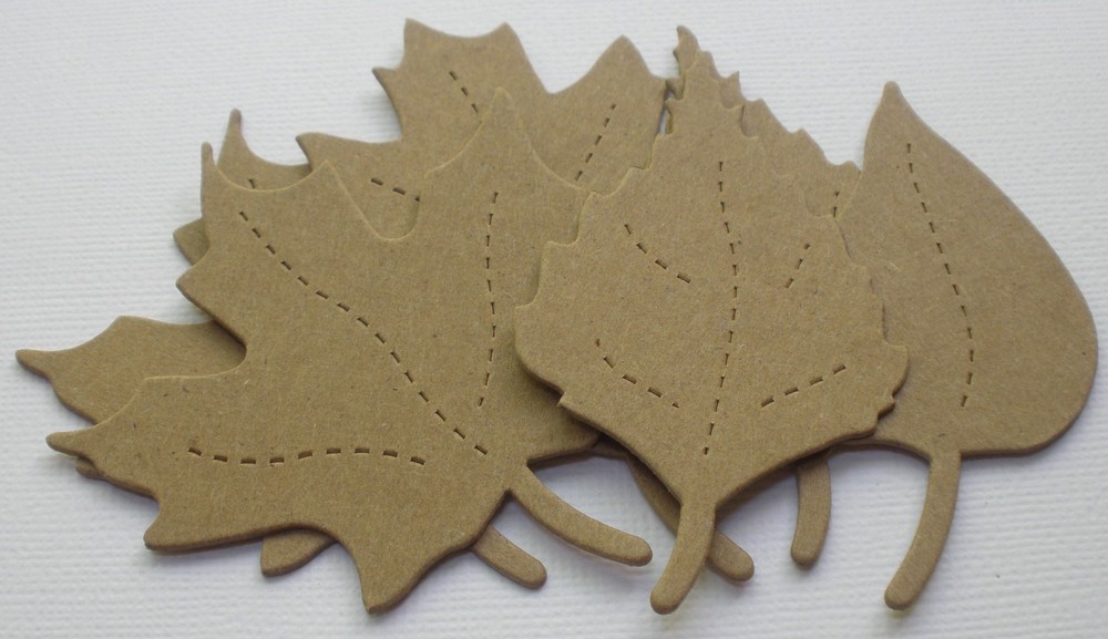 {12} ASSORTED NATURE LEAVES – Autumn Leaf Foilage – Bare Chipboard Die Cut