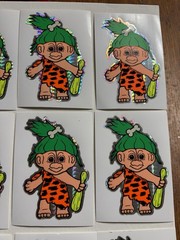 Lot 18 Vintage Stickers Neon Trolls Prism Vending Machine Sticker Caveman