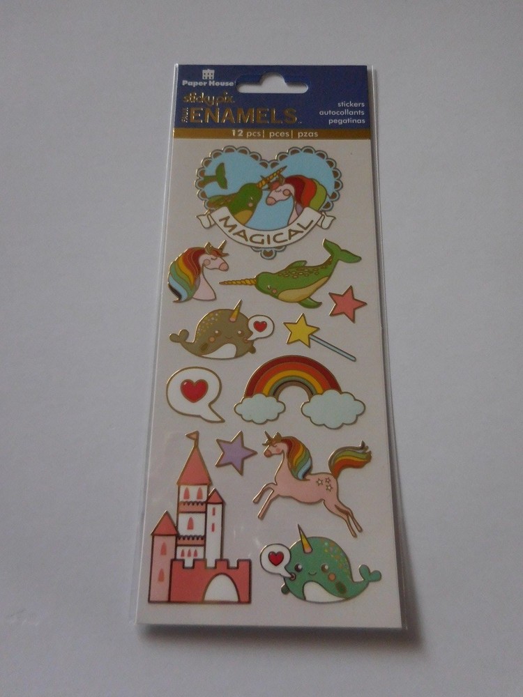 Scrapbooking Crafts Stickers PH Vinyl Gold Trim Magical Unicorns Castle Rainbows