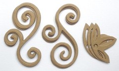 {9 Pc} FLOURiSH FLOWER and VINES – Bare Unfinished Chipboard Die Cuts