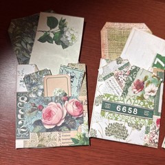 One Hand made junk journal Pockets vintage green vintage rose botanical