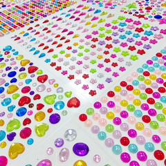 12 Sheets 1596Pcs Gem Stickers Colorful Sparkle Craft Supplies, Bright 3D Rhines