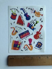 Vintage Colorful Music Instrument Themed Encouragement Stickers Primary Colors