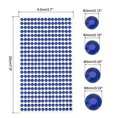 1792 Pcs 4 Sheets Deep Blue Rhinestone Stickers 3/4/5/6 mm Self Adhesive Gems