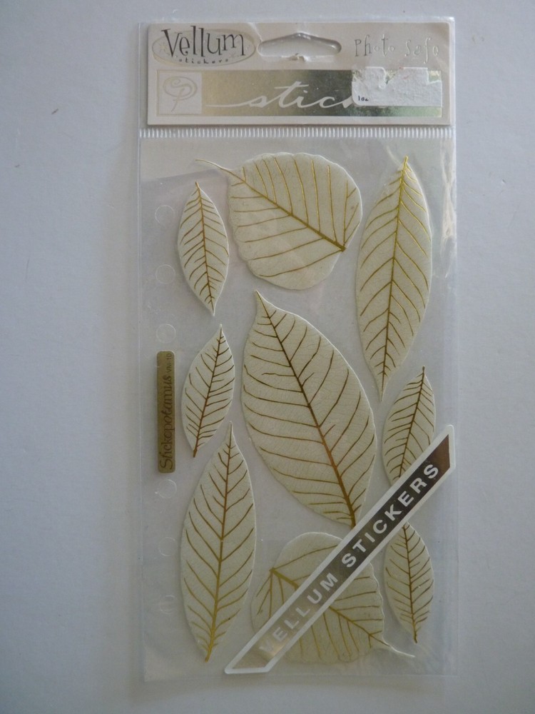 Stickopotamus/Sticko VELLUM GOLD LEAVES Binder Sheet Scrapbook Stickers
