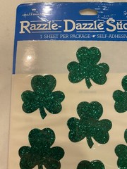 Hallmark Razzle Dazzle Stickers St Patricks Day 4 Leaf Clover Glitter 1 Sheet