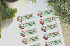 Custom Cute Thank you stickers ( 1×2 5/8 «) 100 count thank you labels santa
