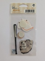 Jolee’s Leatherettes Baseball Equipment Glove Bat Ball Hat Scrapbooking Stickers
