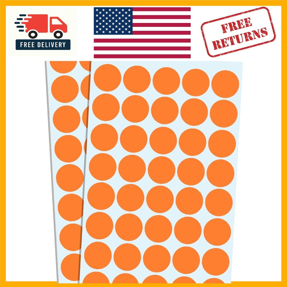 Bright Orange 2000 Pack 3/4″ Round Dot Stickers – Versatile Self-Adhesive Labels