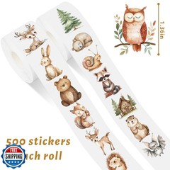 FYSUIMU 1000Pcs Woodland Animal Stickers Roll Watercolor Forest Animal Label