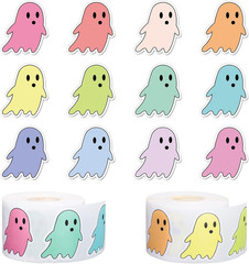 1000 Pcs Halloween Ghost Stickers Self-Adhesive Decals for Party Decor, 2 Rolls
